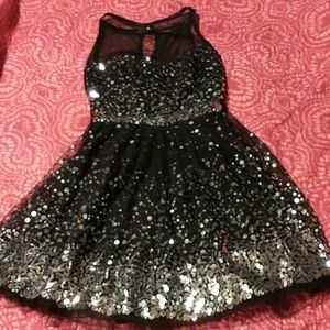 Black and silver sequin dress